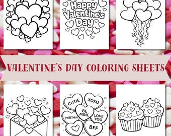 Pacote de Páginas para Colorir do Dia dos Namorados em PDF | Desenhos para Colorir para Crianças e Bebês | Corações Fofos | Imprimíveis para o Dia dos Namorados para a Sala de Aula