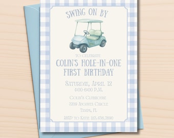 Hole in One First Birthday Invitation • Golf Birthday Invite Boy • Par-Tee 1st Birthday • Digital Invitation • Golf Theme Birthday Party