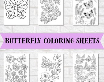Butterfly Coloring Pages Printable | Nature Coloring Book | Garden Flowers & Butterflies Coloring Sheets | Relaxing Art Download