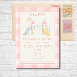Playground Birthday Party Invitation - Park Party Invite - Outdoor Park Party - Playground Party Invite - Editable Party Party