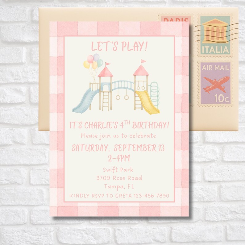 Playground Birthday Party Invitation - Park Party Invite - Outdoor Park Party - Playground Party Invite - Editable Party Party