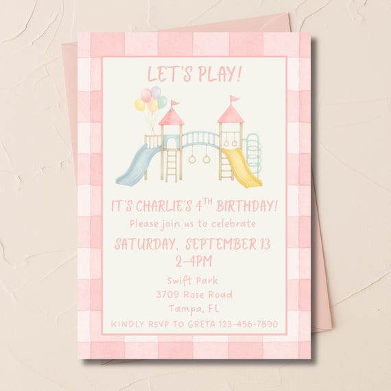 Playground Birthday Party Invitation - Park Party Invite - Outdoor Park Party - Playground Party Invite - Editable Party Party