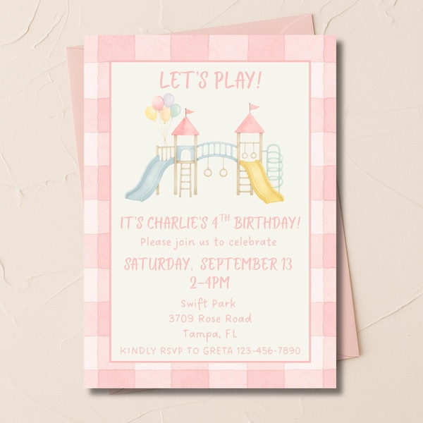 Playground Birthday Party Invitation - Park Party Invite - Outdoor Park Party - Playground Party Invite - Editable Party Party