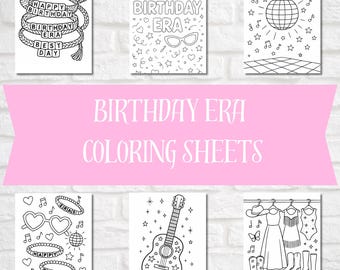 In My Birthday Era Coloring Pages – Printable PDF | Eras-Themed Birthday Party | Friendship Bracelets, Disco Ball, Concert Outfits
