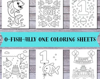 O-Fish-Ally One målarbilder | Utskrivbara 1-årsdag | Målarbild under havet | Fiskkalasaktivitet | Direkt nedladdning