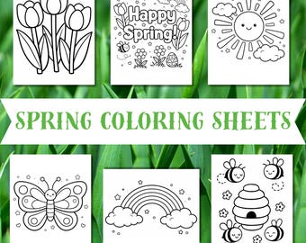 Spring Coloring Pages for Toddlers Printable PDF | Easy Preschool Coloring Sheets | Cute Spring Coloring Bundle