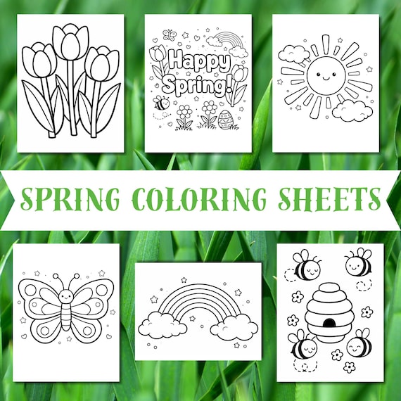 Spring Coloring Pages for Toddlers Printable PDF | Easy Preschool Coloring Sheets | Cute Spring Coloring Bundle