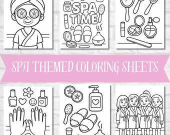 Girls Spa Party Coloring Pages – Printable PDF | Spa Time Coloring Sheets | Self-Care Theme for Kids | Birthday Activity | Instant Download