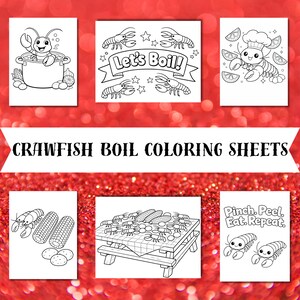 Crawfish Boil Coloring Pages Bundle PDF | Louisiana Party Kids Activity | Cute Crawfish Printable | Toddler Coloring Sheets Set