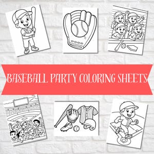 Kids Baseball Party Coloring Pages – Printable PDF | Fun Sports Coloring Sheets | Baseball Birthday Activity - Baseball Party Favor