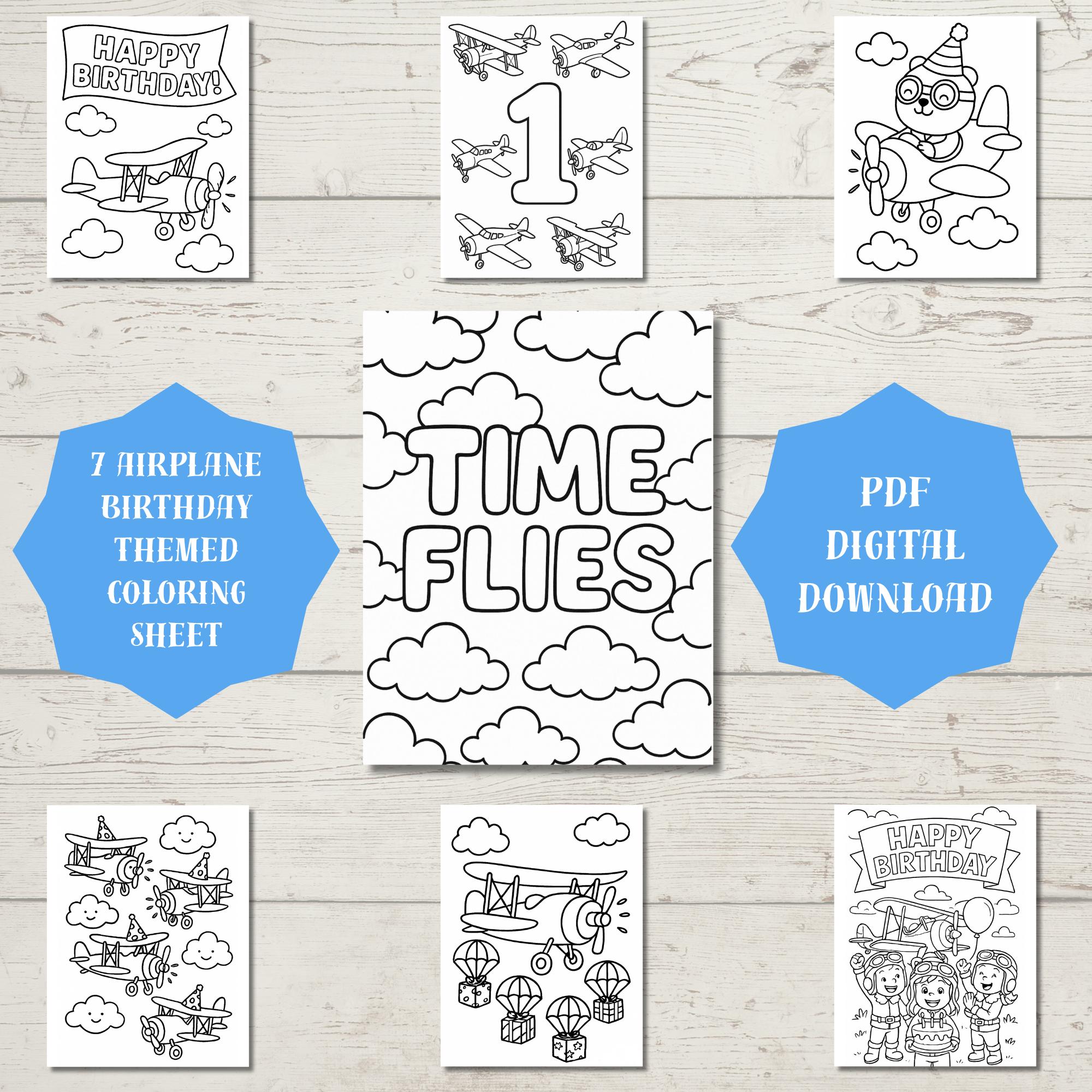 37 Easy Airplane Crafts for Kids: Perfect for All Ages 14 Airplane Birthday Coloring Pages Time Flies When You're Turning 1…