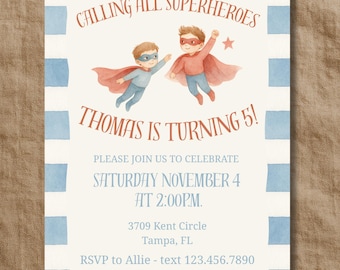 Superhero Birthday Invitation | Superheroes Party Invite | Instant Download Superhero Invitation | Superhero Theme Editable Template