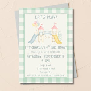 Playground Birthday Invitation | Gender Neutral Canva Template | Park Party Digital Invite | Editable & Printable Download | Outdoor Party