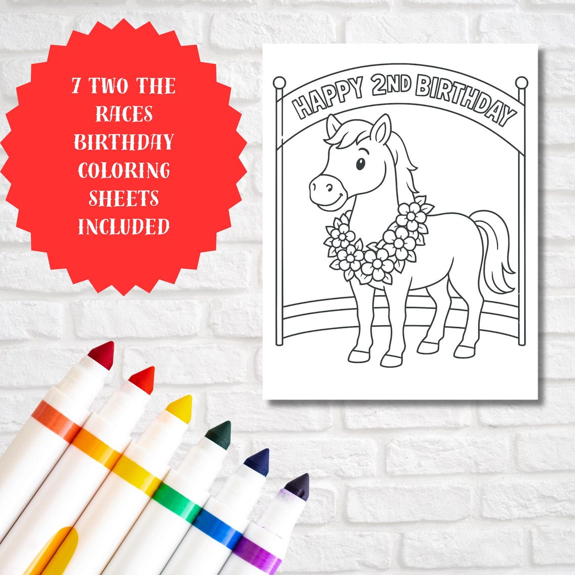 Two the Races Birthday Coloring Pages | Horse Racing 2nd Birthday Party ...