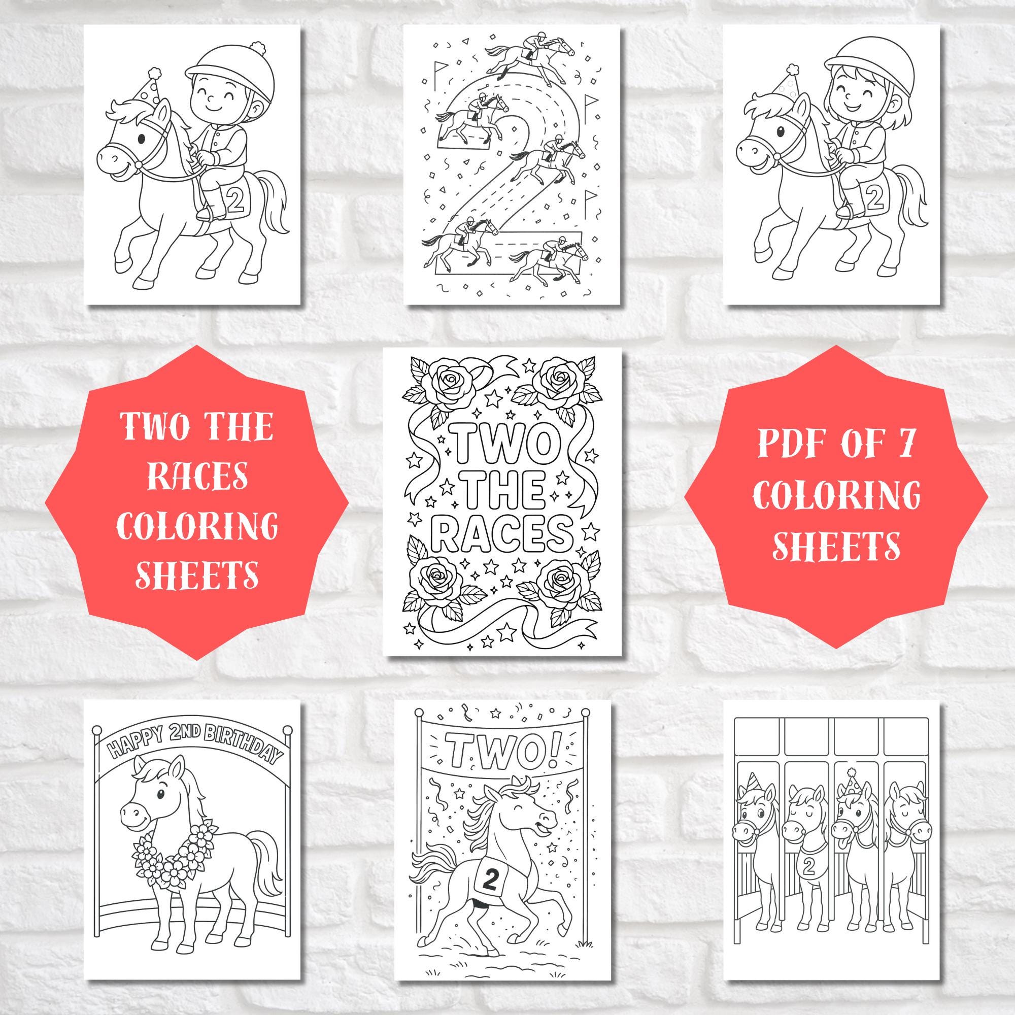 Two the Races Birthday Coloring Pages | Horse Racing 2nd Birthday Party ...