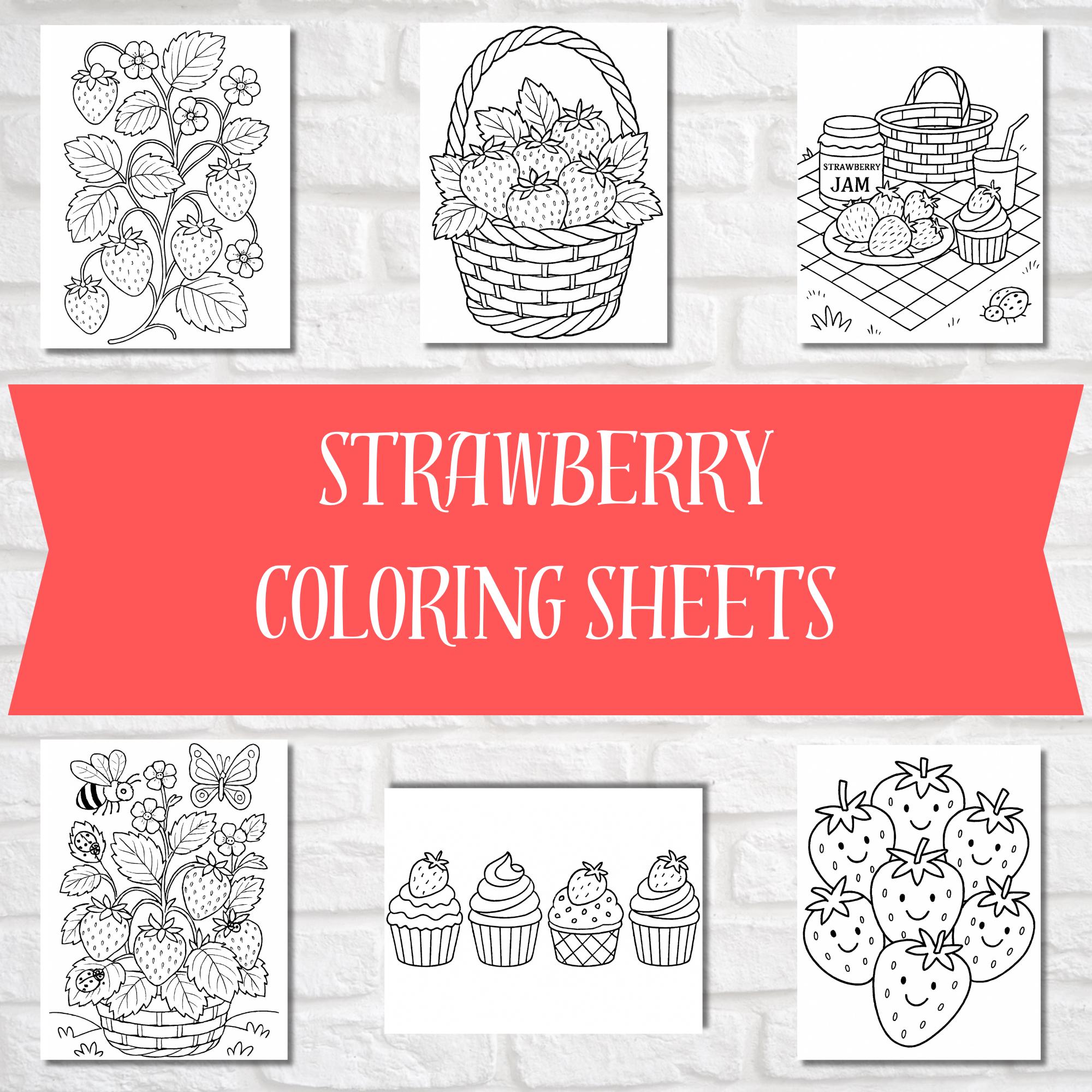 Strawberry Coloring Pages Bundle Printable PDF Sheets for Kids &…