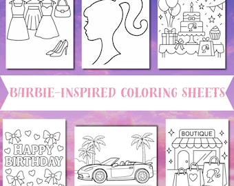 Barbie Inspired Coloring Pages | Girls Birthday Printable | PDF Coloring Sheets Bundle | Barbie Theme Party