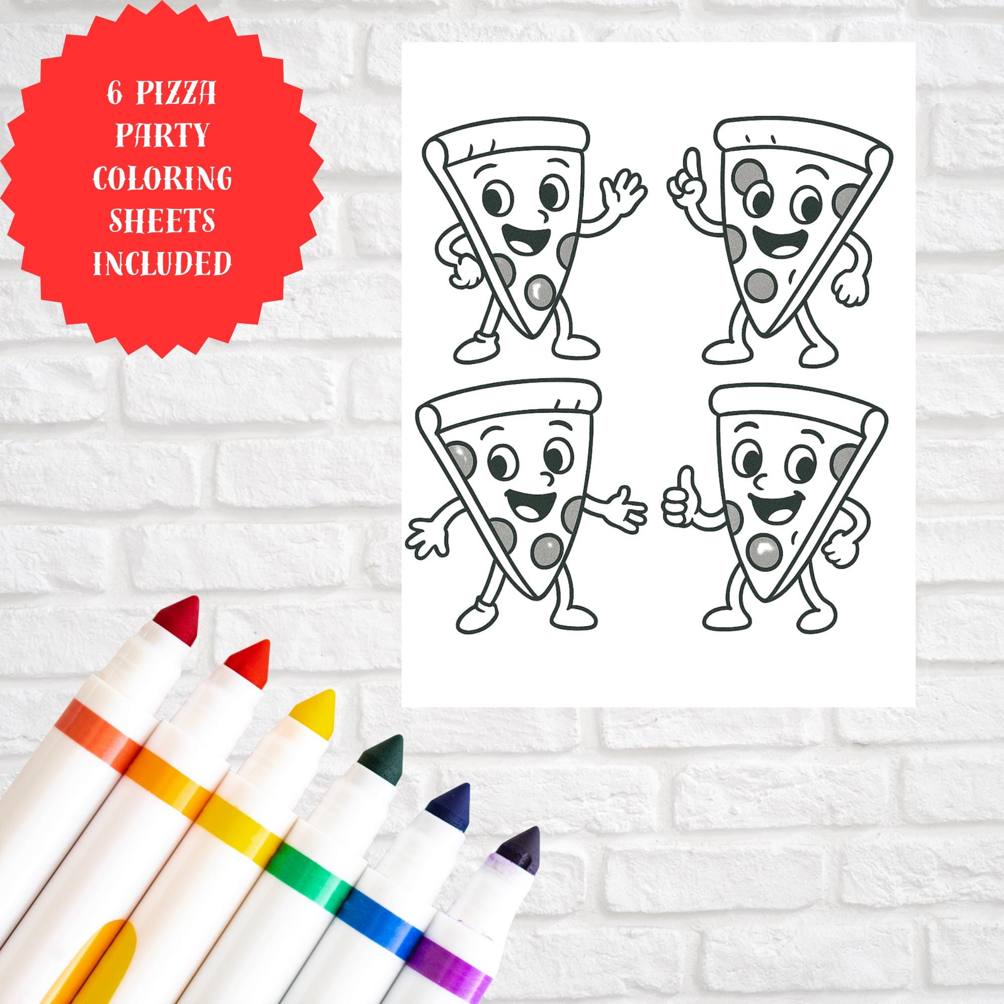 Pizza Party Coloring Pages | Cute Printable Coloring Sheets PDF | Pizza ...