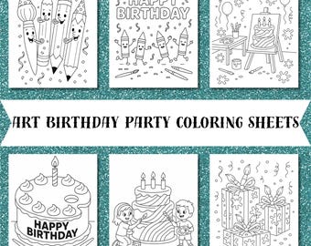 Art Party Geburtstag Malvorlagen | Kinder Geburtstag Aktivität Blätter | Künstler Party Printables | Thema malen Geburtstag | Kunst Gastgeschenk