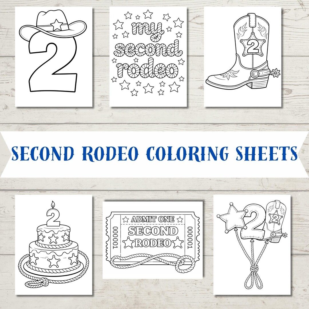My Second Rodeo Coloring Pages Bundle | Western 2nd Birthday Coloring ...