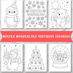 Winter Wonderland Coloring Pages | Printable PDF | Kids Birthday | Christmas Birthday Coloring Sheets | Instant Download