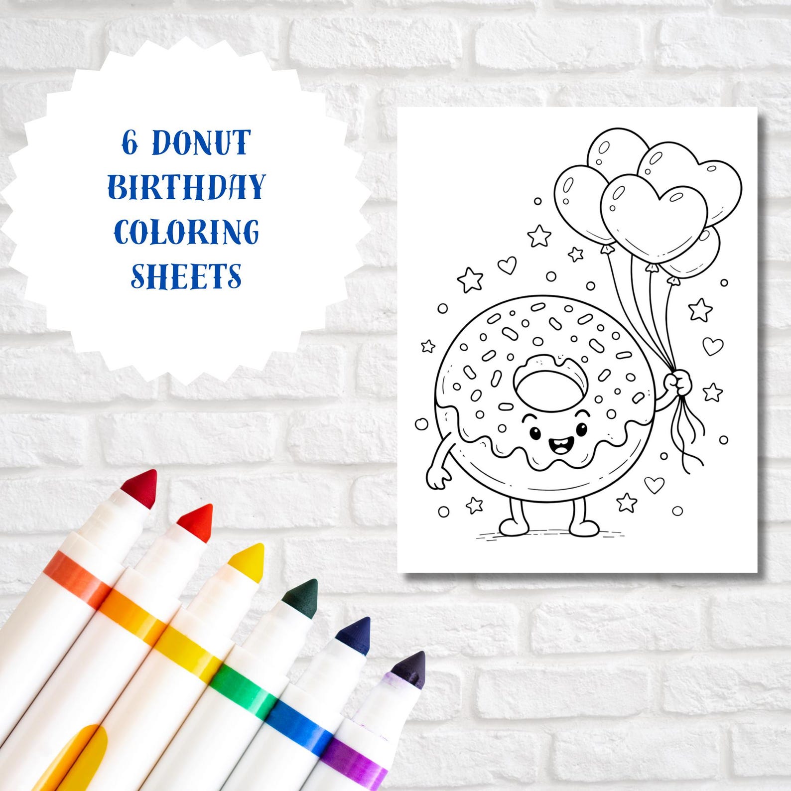 Donut Birthday Coloring Pages for Kids | Cute Donut Party Coloring ...
