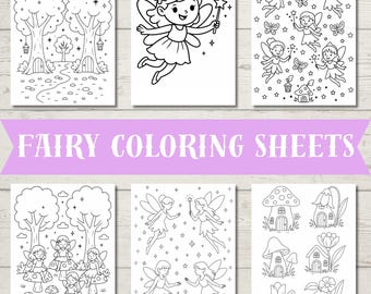 Fairy Garden Coloring Pages Bundle | Printable Fairy Coloring Sheets for Kids | Magical Forest, Fairies, Butterfly Party Activity PDF