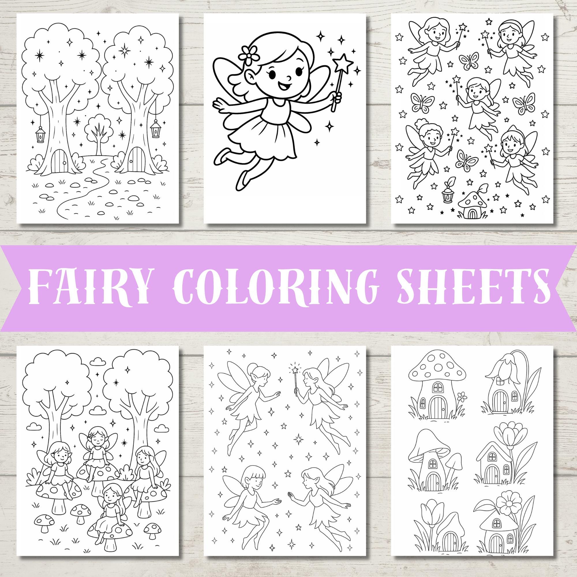 Fairy Garden Coloring Pages Bundle Printable Fairy Coloring Sheets…
