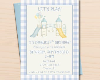 Playground Birthday Party Invitation - Park Party Invite - Outdoor Park Party - Playground Party Invite - Editable Party Party - Boy Invite