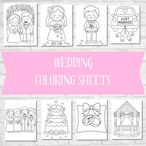 Wedding Coloring Pages for Kids | Printable PDF Activity Sheets | Wedding Coloring Sheets - Kids Table Activity - Wedding Kids Activity