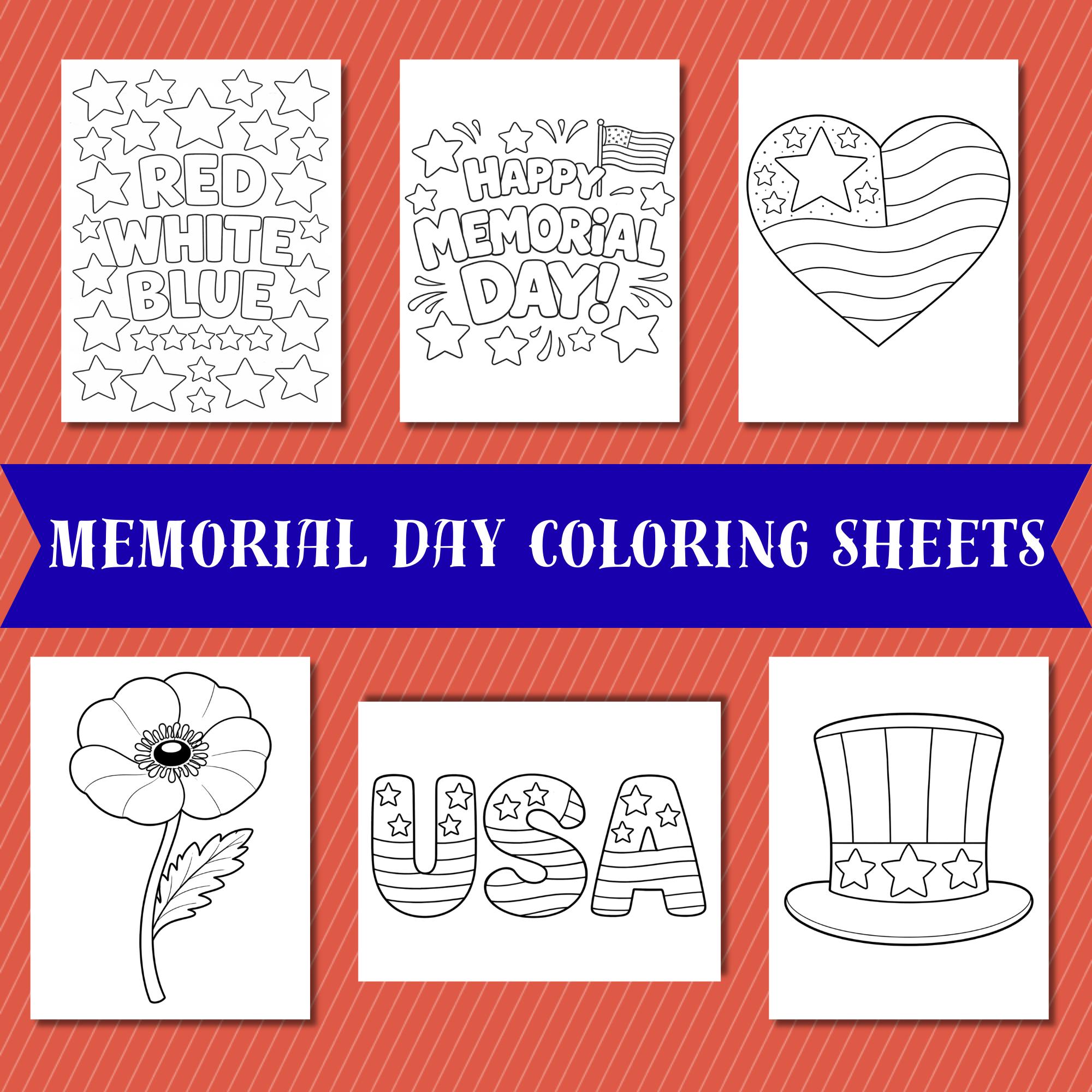 Memorial Day Coloring Pages Bundle for Kids ā 6 Printable PDF Sheets