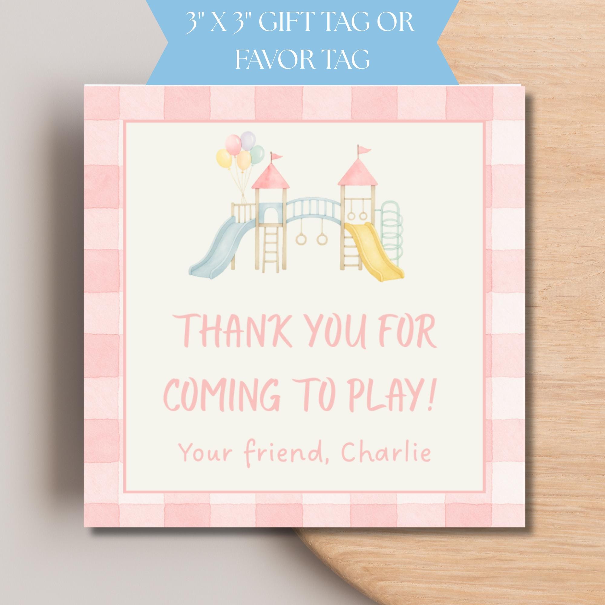 Editable Playground Gift Tag Template - Watercolor Playground Tag ...