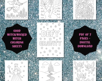 Dibujos para colorear inspirados en la Bruja Mala: láminas para colorear de la Bruja Buena y la Bruja Mala - Paquete de dibujos para colorear en PDF