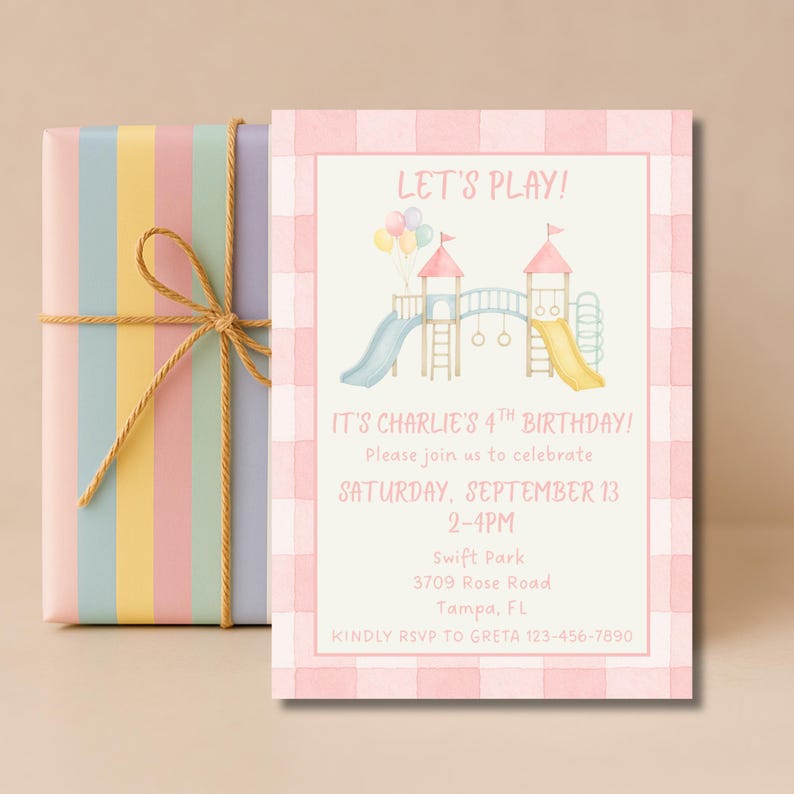 Playground Birthday Party Invitation - Park Party Invite - Outdoor Park Party - Playground Party Invite - Editable Party Party