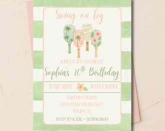 Editable Girly Pickleball Birthday Invitation | Cute Paddle Party Invite | Girls Pickleball Birthday Template | Instant Download