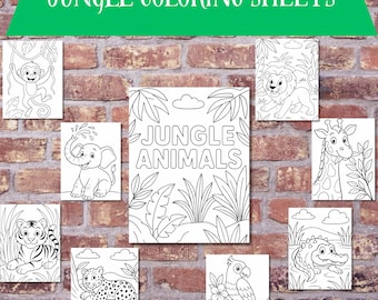 Jungle Animal Coloring Pages – Printable PDF Bundle – Kids Jungle Safari Coloring Sheets – Party Activity, Classroom Fun – Instant Download