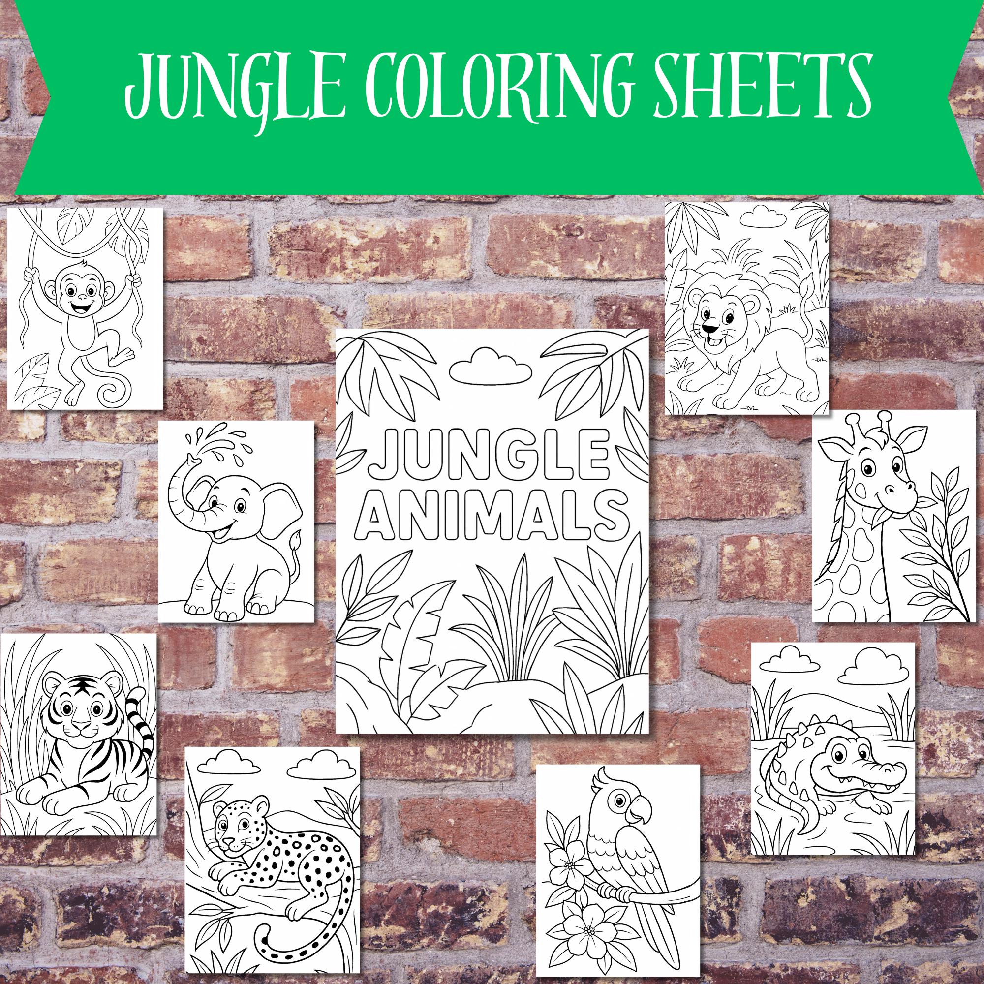 Jungle Animal Coloring Pages – Printable PDF Bundle – Kids Jungle ...