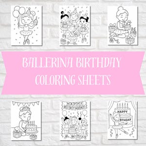 Disegni da colorare per il compleanno di una ballerina / Attività stampabili per feste per bambini / Disegni da colorare per il compleanno di una ballerina / Download immediato - Bomboniera per feste di danza