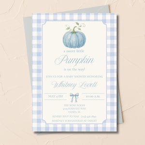 A Little Pumpkin is on the Way – Watercolor Baby Boy Shower Invitation | Editable Digital Template | Fall Baby Sprinkle | Instant Download