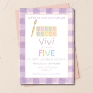 Art Party Birthday Invitation | Girls Painting Party Invite | Instant Download | Canva Template | Pastel Artist Party Printable | Paint