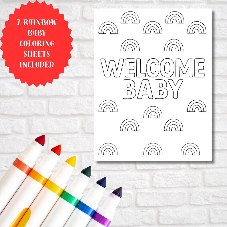 Rainbow Baby Coloring Pages | 7 Printable Baby Shower Coloring Sheets ...