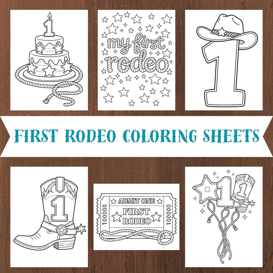 My First Rodeo Coloring Pages Bundle | Western First Birthday Coloring ...