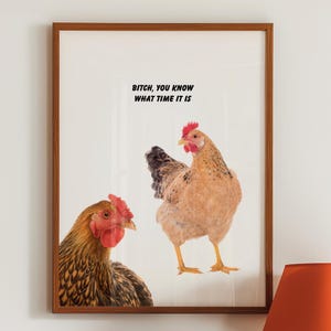 It&#39;s Chicken Wine Time Print Funny Kitchen Art Chicken Wine Drinker Best Friends Wine Lovers Gift Alcohol Print Wall Decor Digital Download