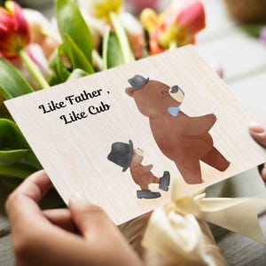 Zo vader, zo welp | Afdrukbare Vaderdagkaart voor papa | 7 x 5 digitale berenkaart | Schattige dierenvaderkaart | Kaart direct downloaden