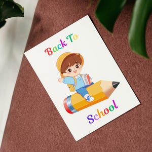 Back to School Card | PDF Printable | Kids Card | First Day of School | Greeting Card | Classroom Decor | New Card | School Card