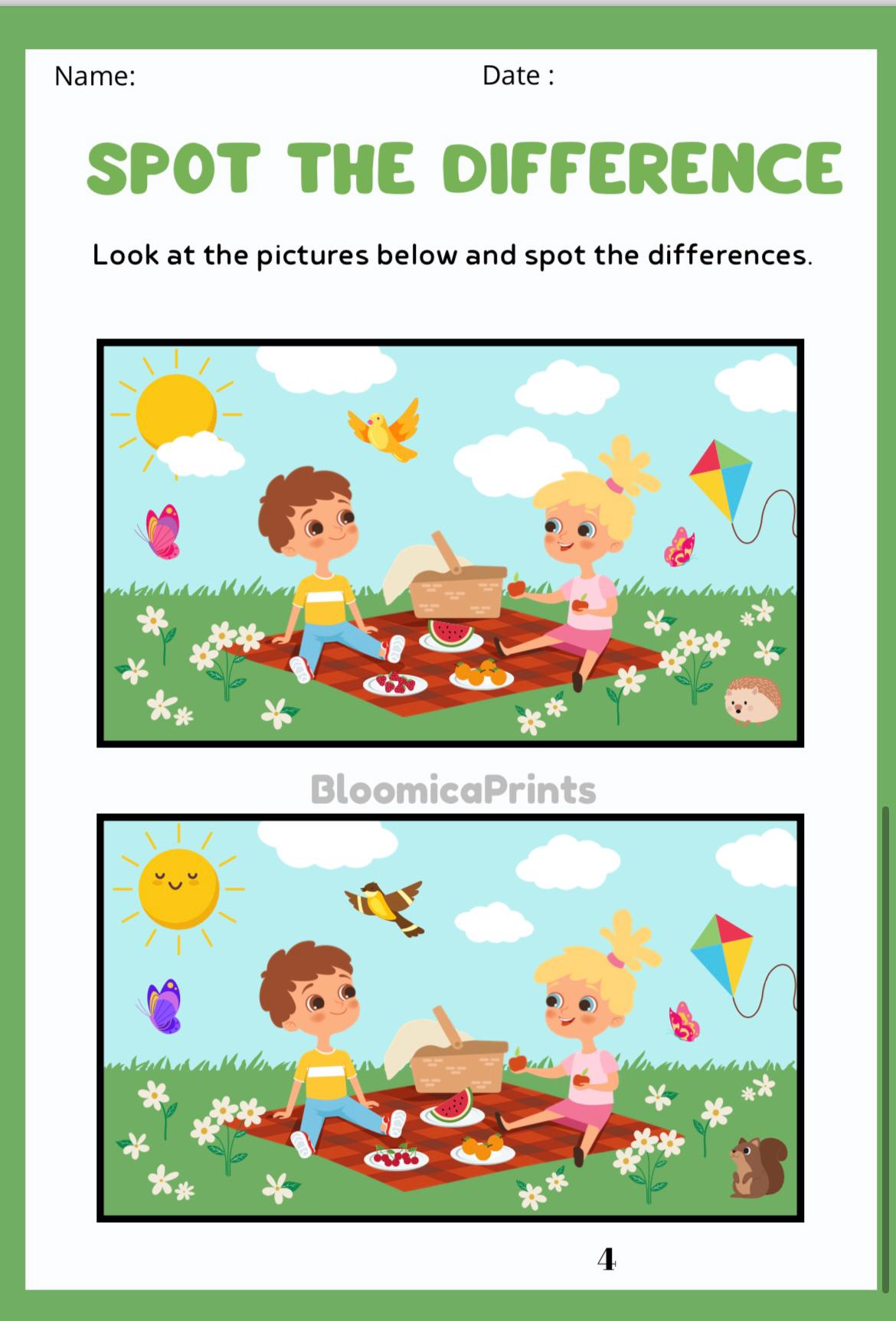 Spot the Difference Printable Worksheets – Summer, School, Playground ...