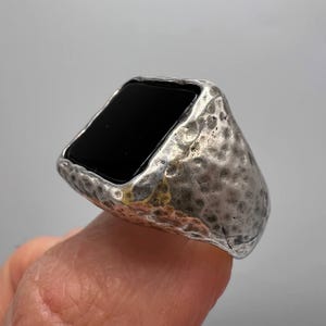 Raspini Italy Vintage Unisex Sterling Silver 925 Ring Onyx Stone Marked Size 9.5