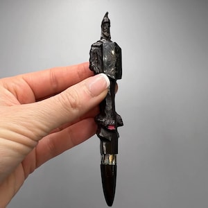 Vintage USSR Prison Art Pen: Ebonite & Plexiglass Warrior Design