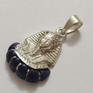 925 Silver Pharaoh Pendant with Lapis Lazuli – Handmade Ancient Egypt Jewelry