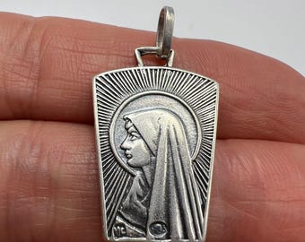 Vintage 925 Sterling Silver Catholic Medal Pendant Religious Icon Jewelry 3.55g